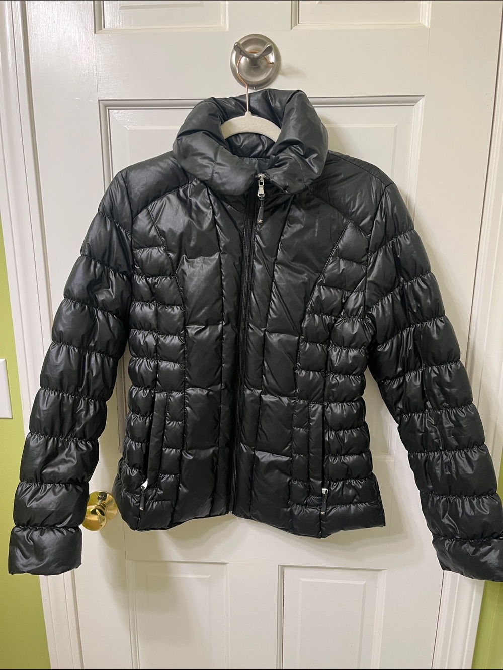 Kenneth Cole New York Black Quilted Puffer Jacket with High Collar
